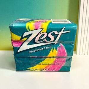 Vintage NOS Zest Deodorant Bar Soap 3 Pack 5oz Each 1988 Procter Gamble